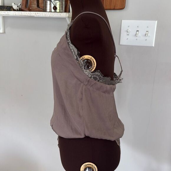 intimately free people satin lace bodysuit tank top women’s size small gray roma - Picture 3 of 8